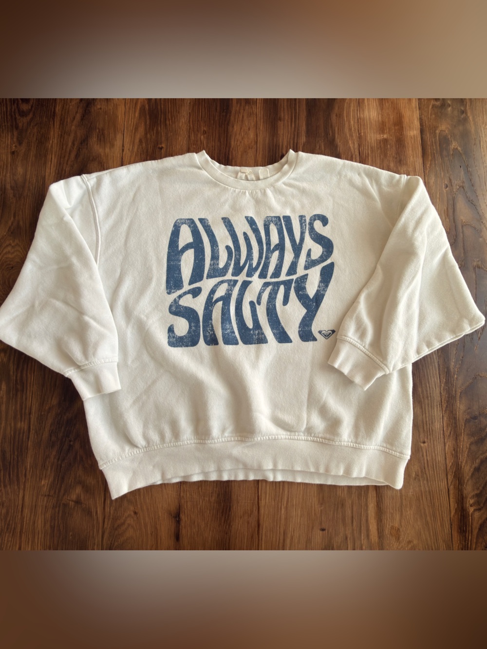 Roxy White Sweatshirt with Blue Graphic Logo